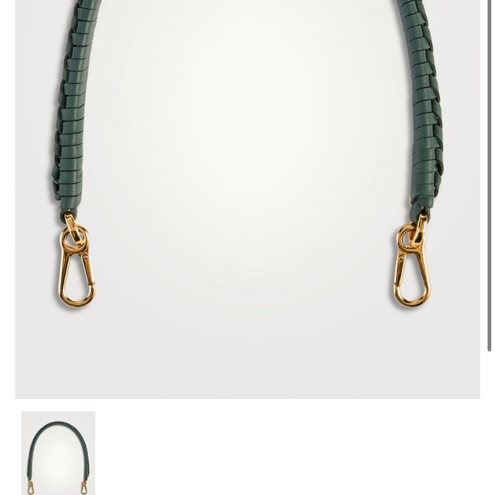 Loewe Green Braided Bag Strap with Gold Clasps